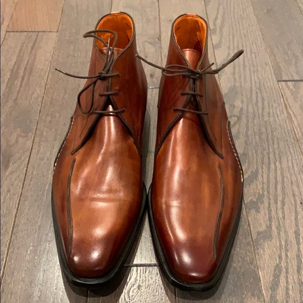 UNWORN Magnanni brown leather business shoes